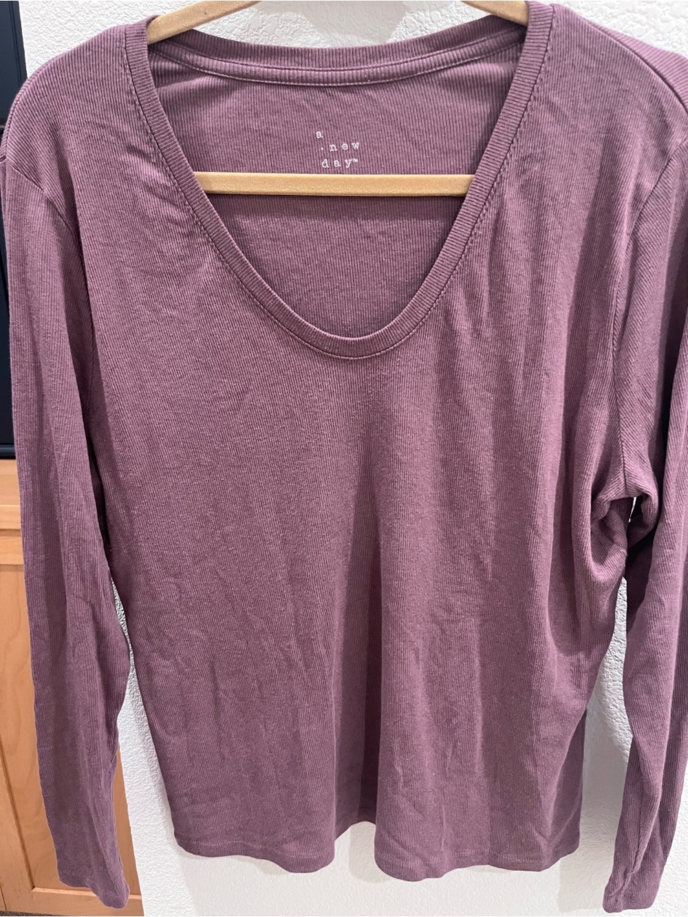 a new day Long Sleeve Scoop Neck Top - Dusty Mauve